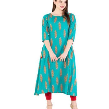 Creation Women Printed Rayon A-line Kurta