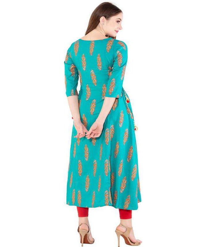 Creation Women Printed Rayon A-line Kurta - Image 4