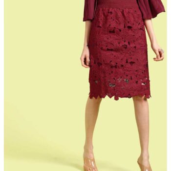 Sua Women Self Design Straight Maroon Skirt