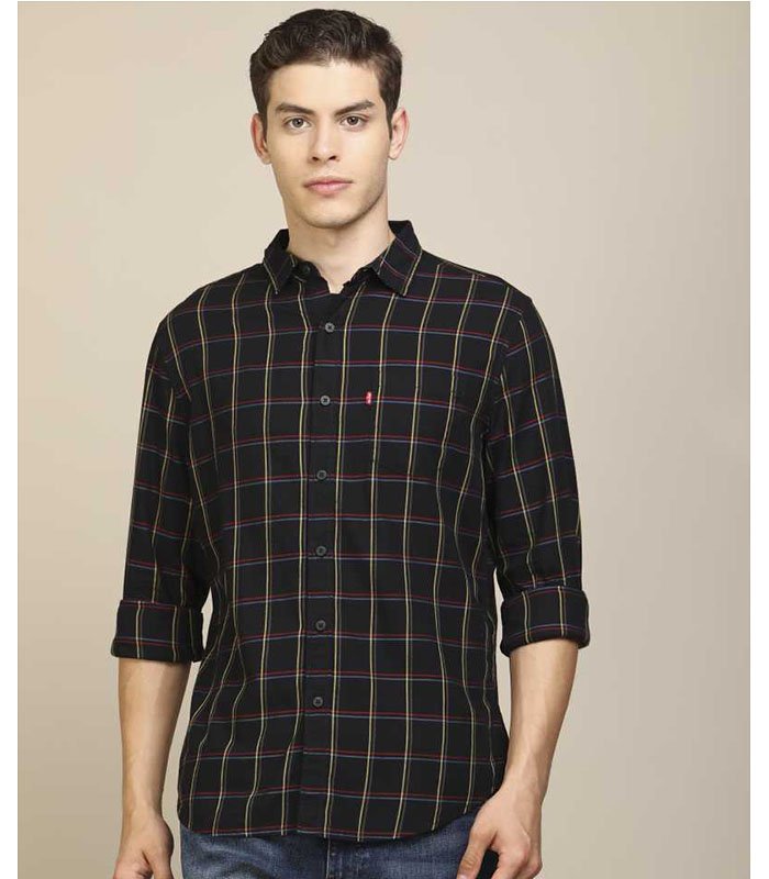 Men Regular Fit Striped Slim Collar Casual Shirt