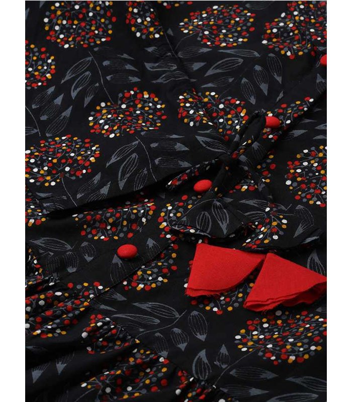 Party 3/4 Sleeve Floral Print Women Multicolor Top - Image 5