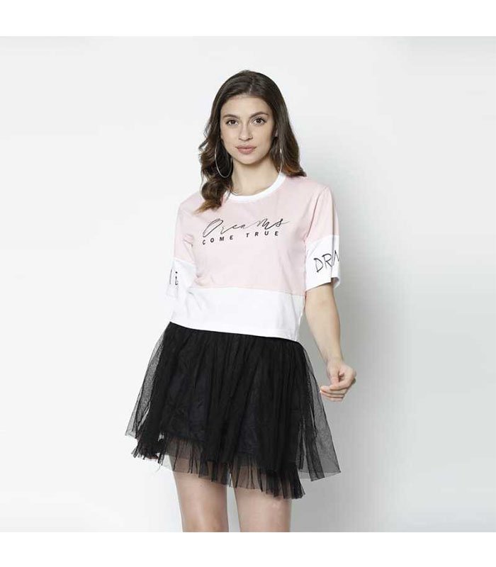 Casual Half Sleeve Printed Women Pink Top