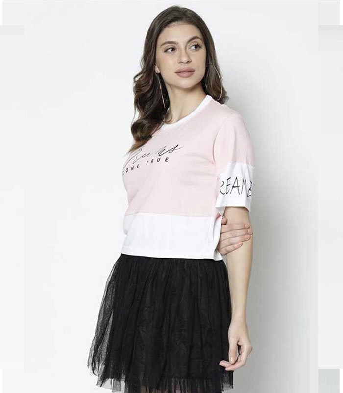 Casual Half Sleeve Printed Women Pink Top - Image 5