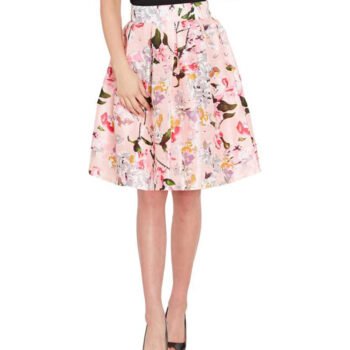 Sassfrass Women Floral Print Pleated Pink Skirt