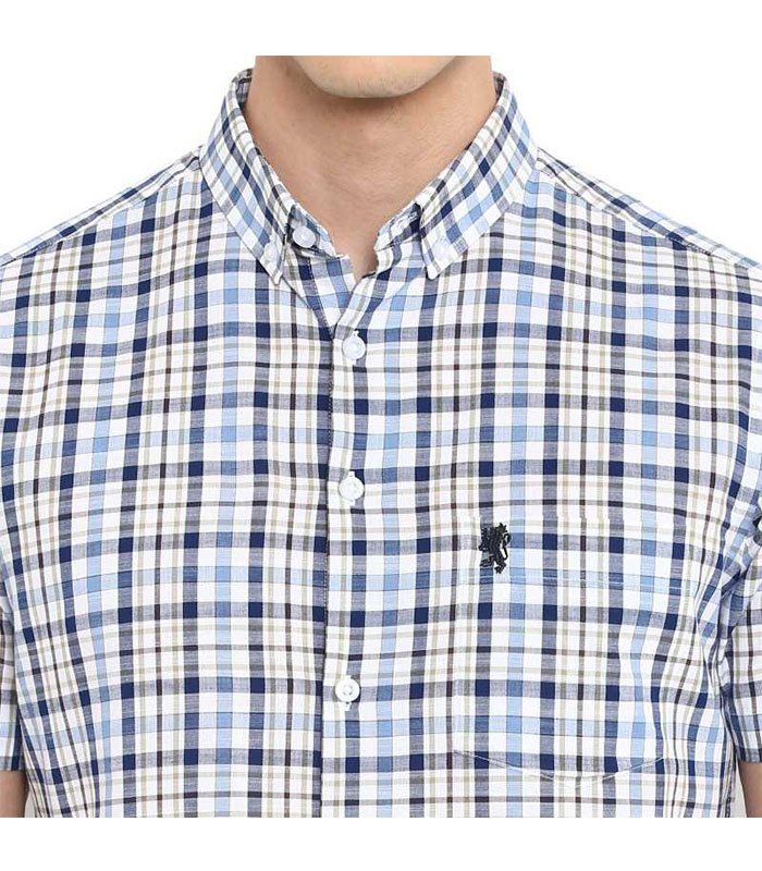 Men Regular Fit Checkered Button Down Collar Casual Shirt - Image 5