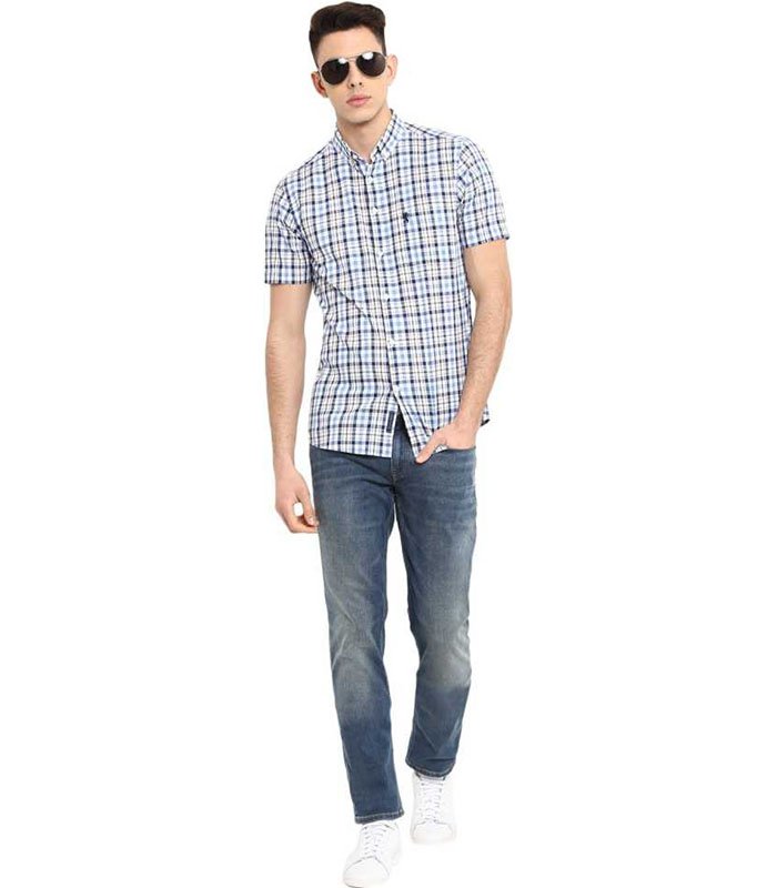 Men Regular Fit Checkered Button Down Collar Casual Shirt - Image 6