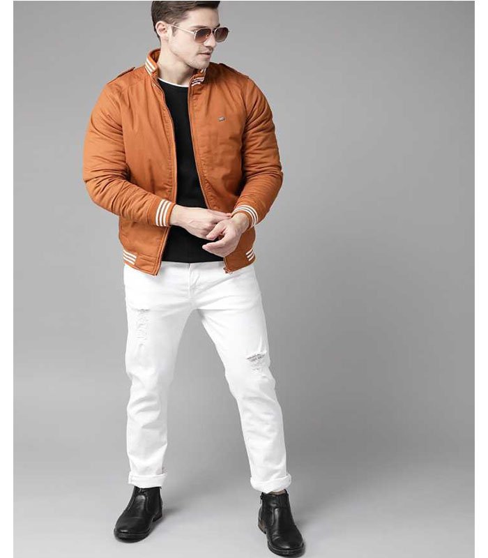 ROADSTER Full Sleeve Solid Men Varsity Jacket - Image 4