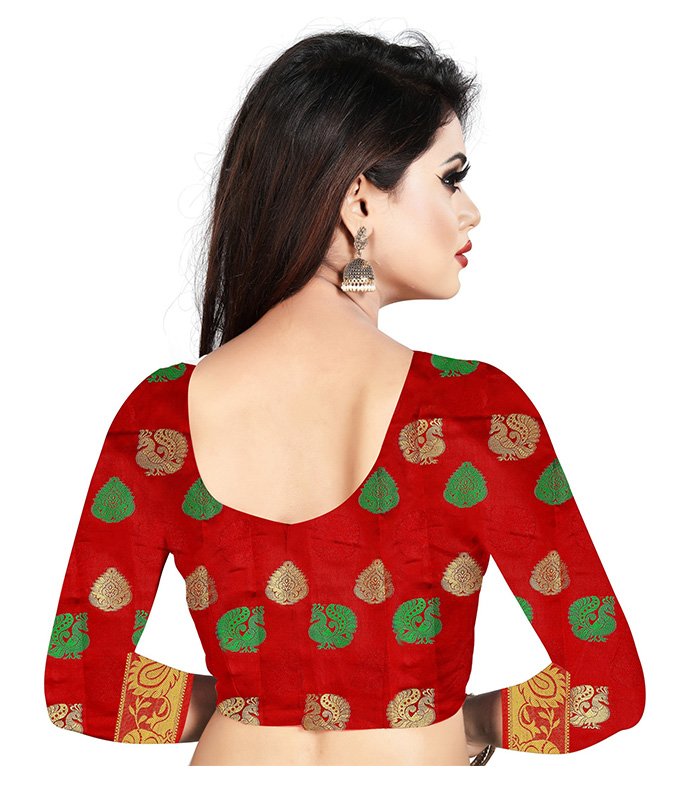 Woven, Embroidered, Checkered Banarasi Jacquard, Cotton Silk Saree (Blue) - Image 6