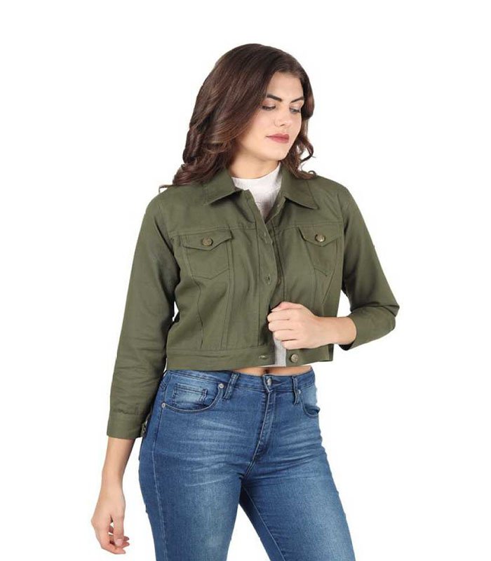 CREATION 3/4th Sleeve Solid Women Denim Jacket