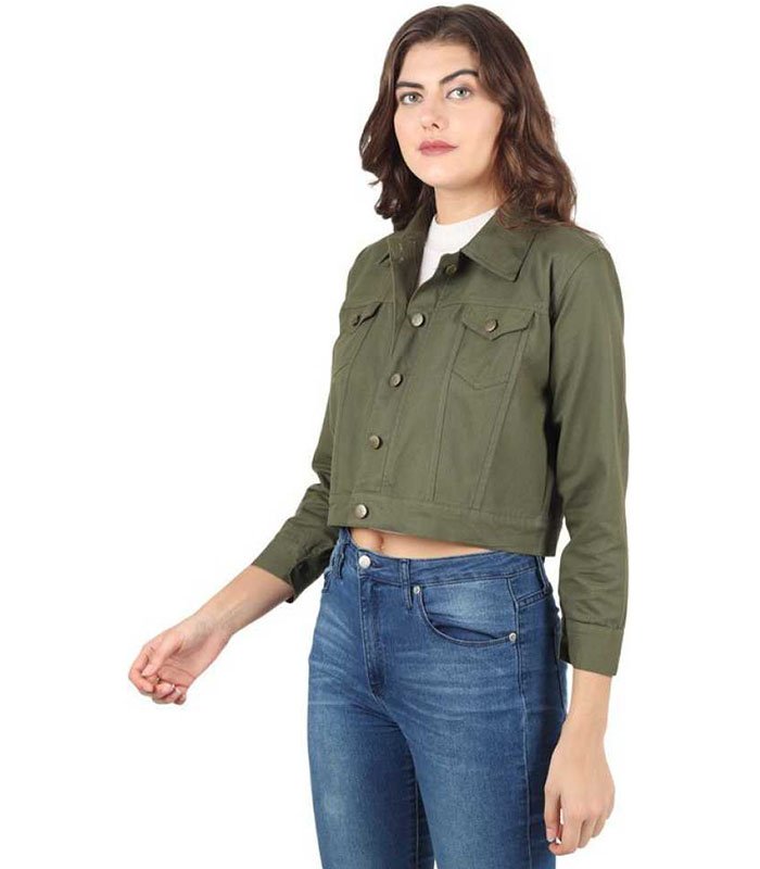 CREATION 3/4th Sleeve Solid Women Denim Jacket - Image 3