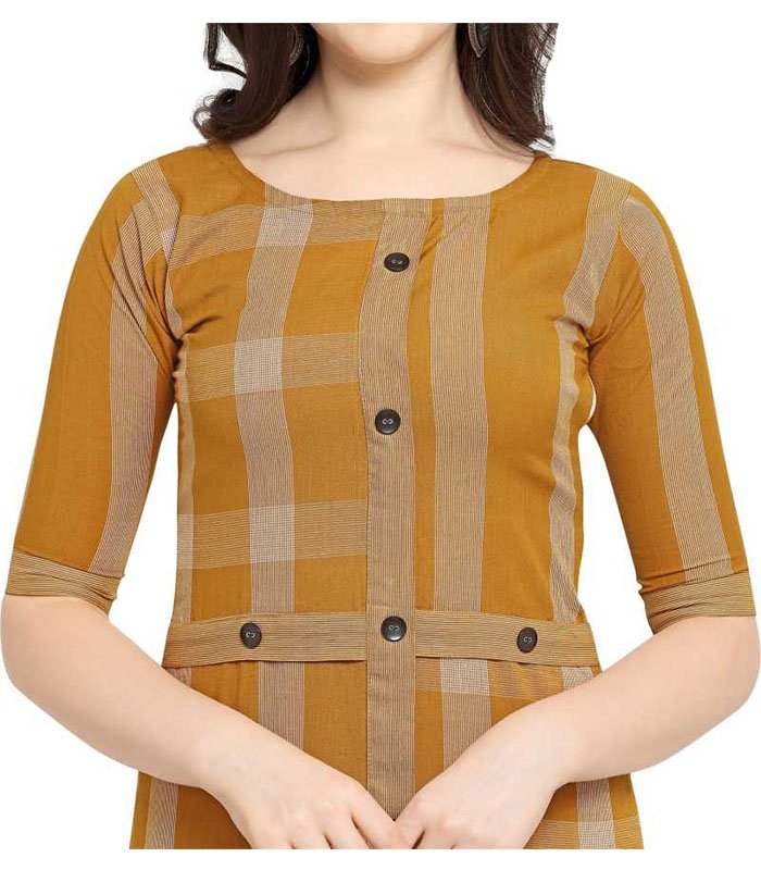 Creation Women Checkered Rayon Straight Kurta - Image 4