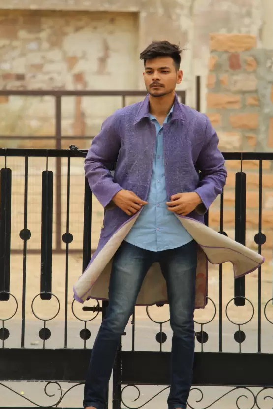 Silk Self Design Coat For Men & Women