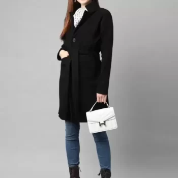 RIGO Cotton Blend Solid Coat For Women (L Size)