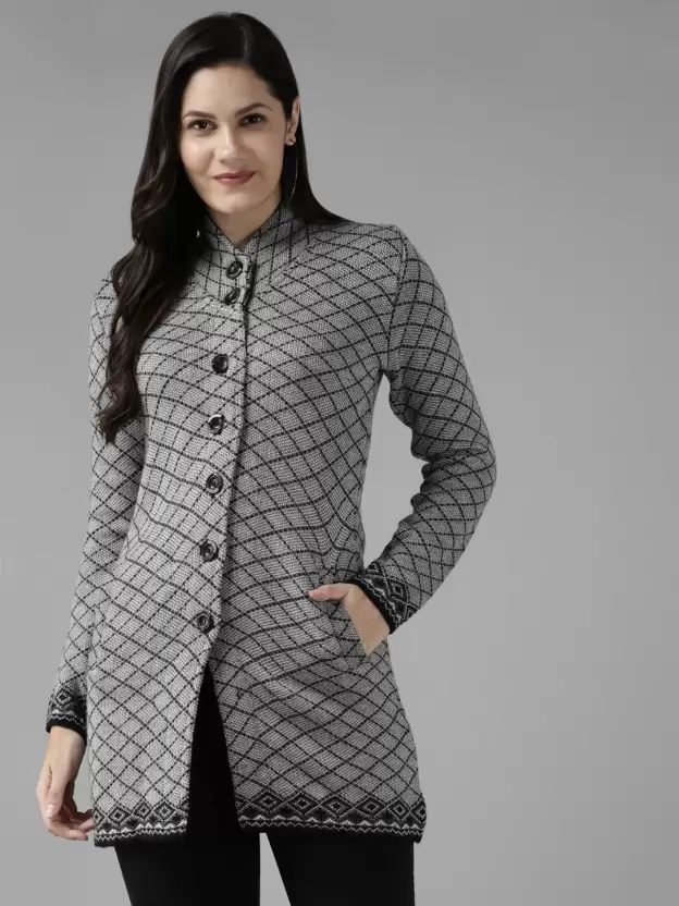 CAYMAN Wool Checkered Coat For Women