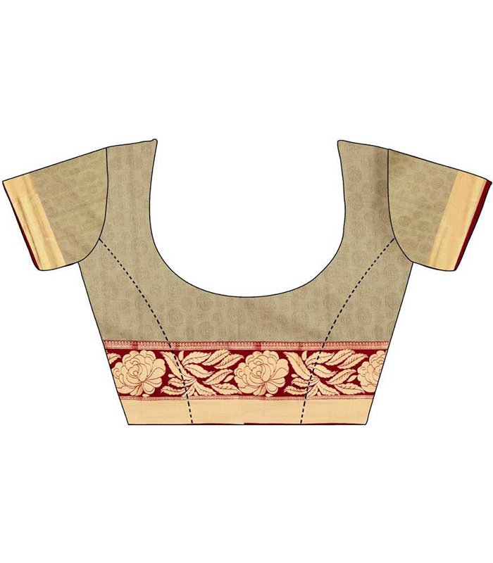 Embellished Dharmavaram Jacquard, Art Silk Saree (Grey) - Image 4