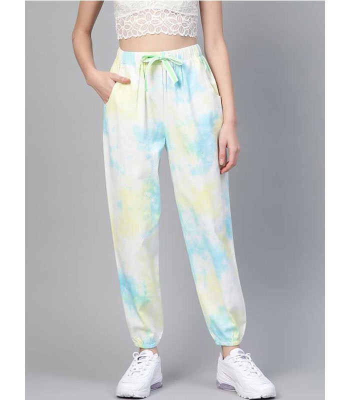 Sasfas Relaxed Women Yellow, Blue Pure Cotton Trousers