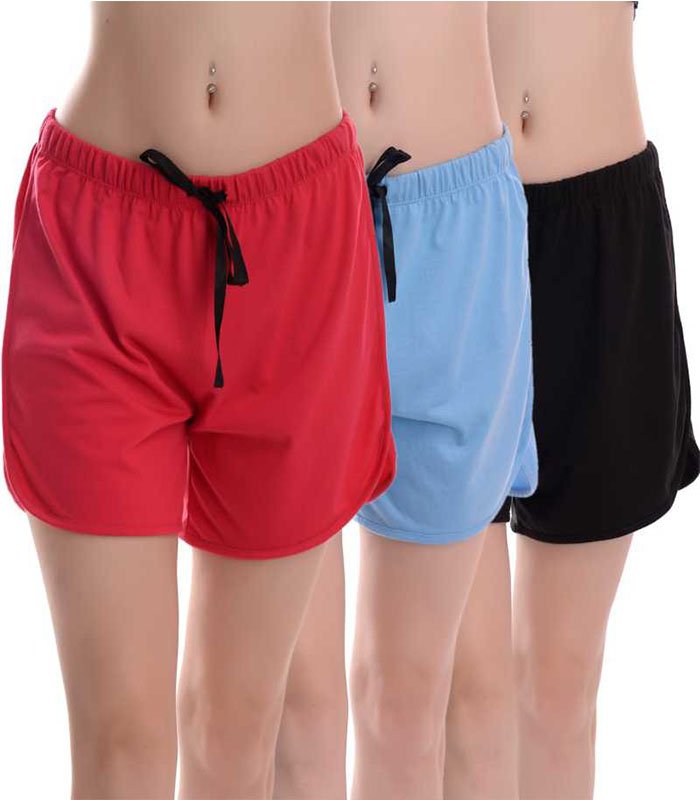 Verd Solid Women Reversible Black, Blue, Red Regular Shorts