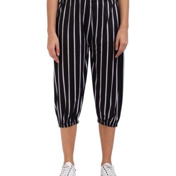 Women's Cotton Blended Striped Capri | Stretchable 3/4 Women's Casual Capris Women Black Capri